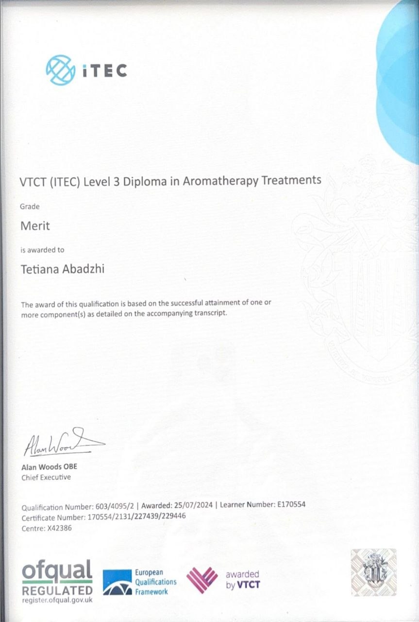Level 3 Diploma in Aromatherapy Treatments