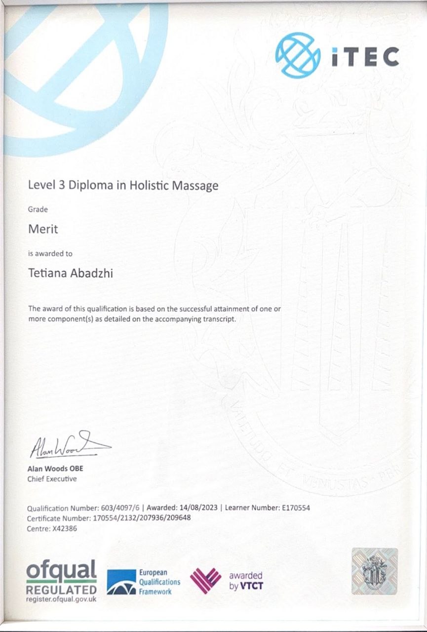 Level 3 Diploma in Holistic Massage