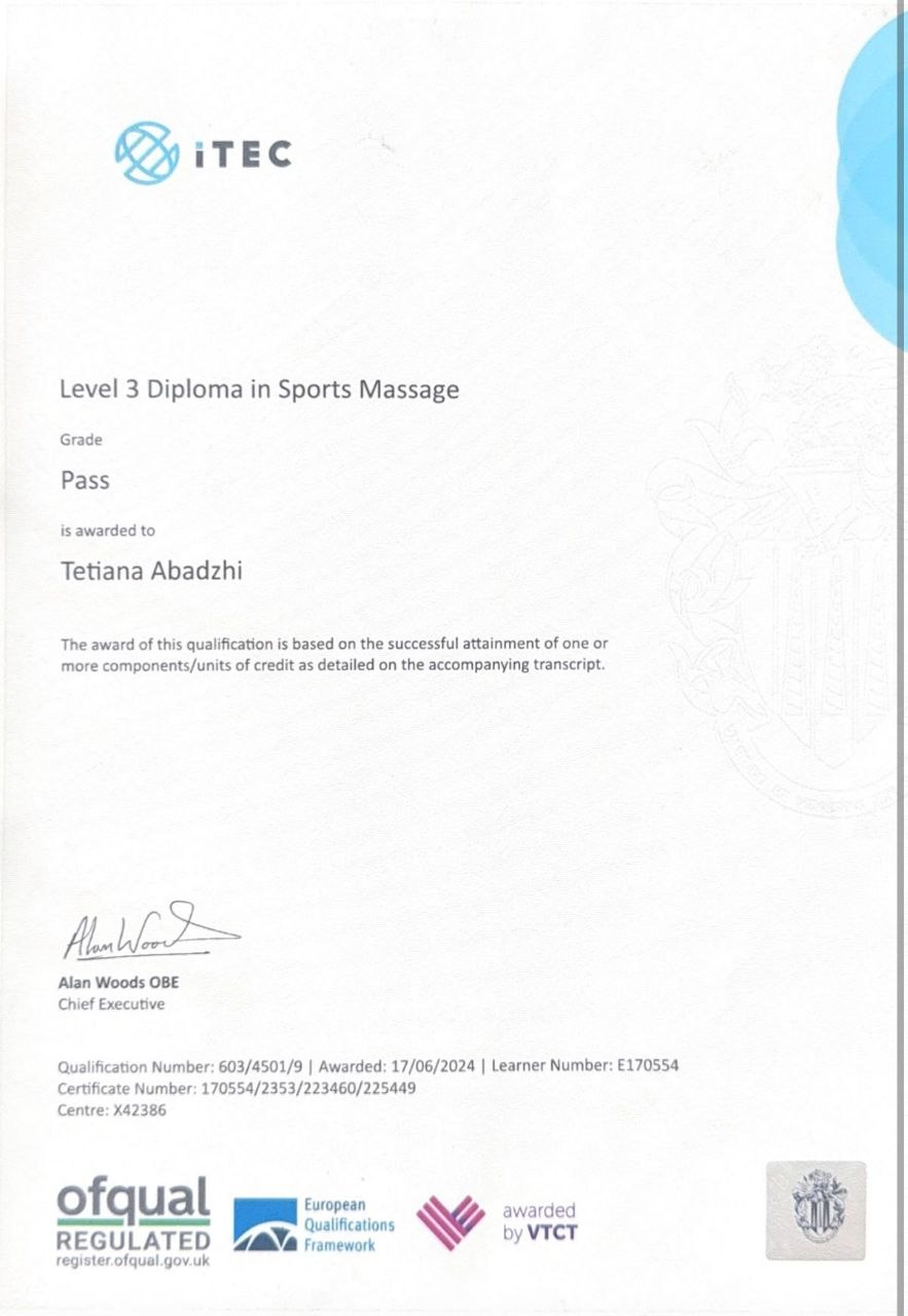 Level 3 Diploma in Sports Massage
